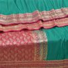 Sanskriti Vintage Heavy Green Sarees Pure Satin Silk Woven Brocade Sari Sustainable Fabric