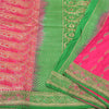 Sanskriti Vintage Pink Heavy Sarees Pure Satin Silk Woven Brocade Sari Sustainable Fabric