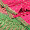 Sanskriti Vintage Pink Heavy Sarees Pure Satin Silk Woven Brocade Sari Sustainable Fabric