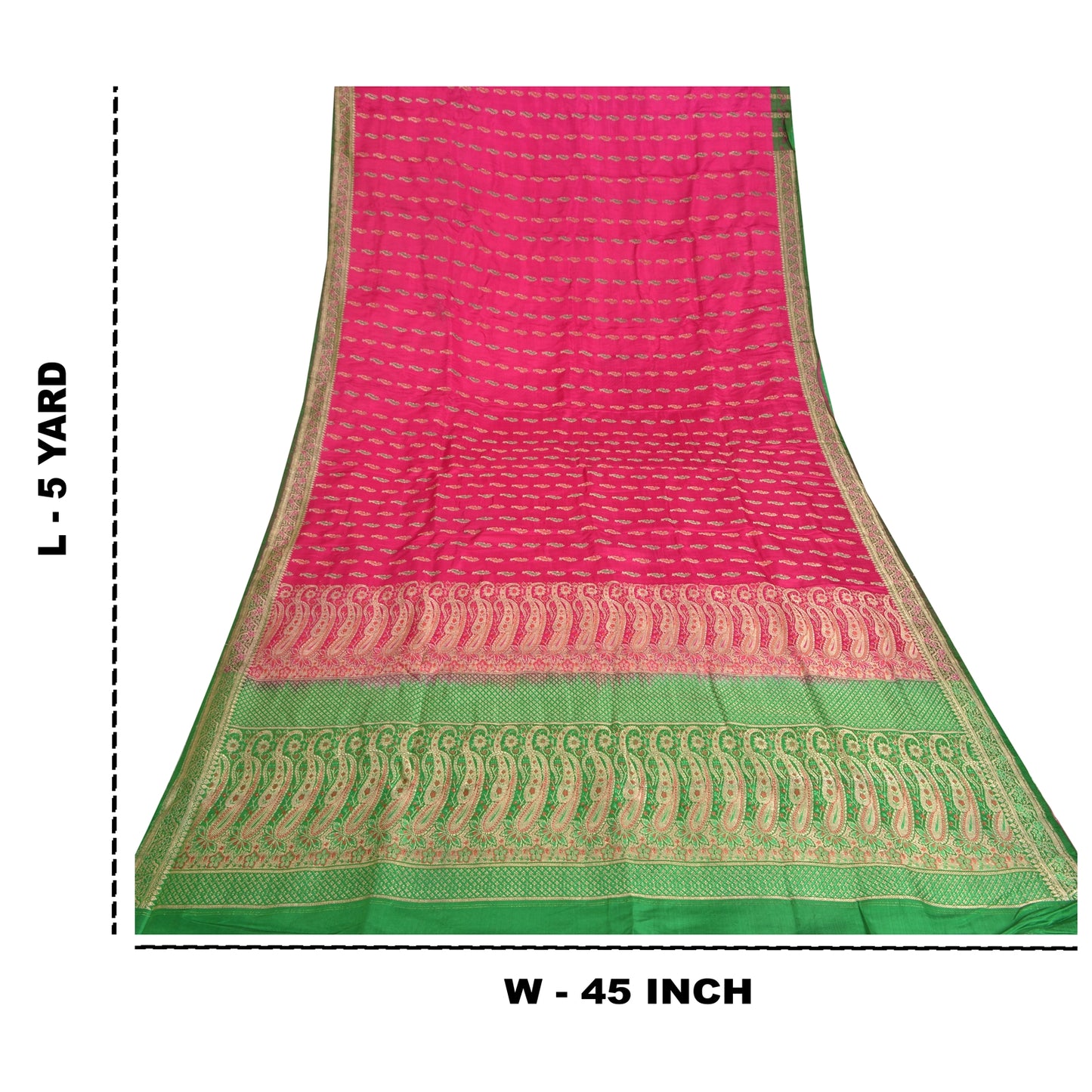 Sanskriti Vintage Pink Heavy Sarees Pure Satin Silk Woven Brocade Sari Sustainable Fabric
