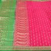 Sanskriti Vintage Pink Heavy Sarees Pure Satin Silk Woven Brocade Sari Sustainable Fabric