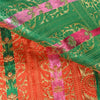 Sanskriti Vintage Green/Red Sarees Pure Satin Silk Woven Brocade Sari Sustainable Fabric