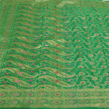 Load image into Gallery viewer, Sanskriti Vintage Green/Red Sarees Pure Satin Silk Woven Brocade Sari Fabric
