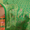 Sanskriti Vintage Green/Red Sarees Pure Satin Silk Woven Brocade Sari Sustainable Fabric