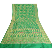 Load image into Gallery viewer, Sanskriti Vintage Green/Red Sarees Pure Satin Silk Woven Brocade Sari Fabric
