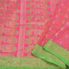 Sanskriti Vintage Pink Heavy Sarees Pure Satin Silk Woven Brocade Sari Sustainable Fabric