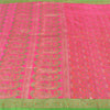 Sanskriti Vintage Pink Heavy Sarees Pure Satin Silk Woven Brocade Sari Sustainable Fabric