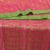 Sanskriti Vintage Pink Heavy Sarees Pure Satin Silk Woven Brocade Sari Sustainable Fabric