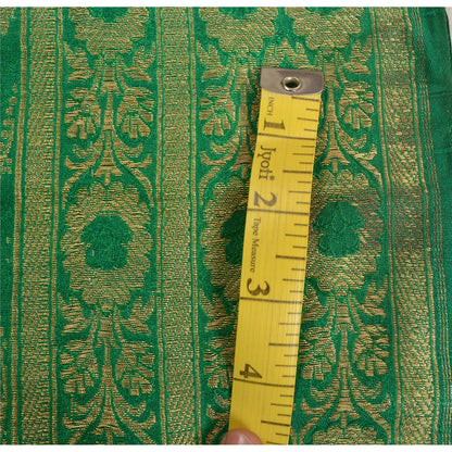 Sanskriti Vintage Green Heavy Party Sarees Blend Silk Woven Brocade Sari Sustainable Fabric