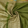 Sanskriti Vintage Green Heavy Sarees Pure Satin Silk Woven Brocade Sari Sustainable Fabric