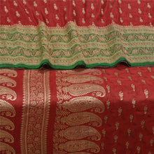 Load image into Gallery viewer, Sanskriti Vintage Dark Red Sarees Pure Satin Silk Brocade/Banarasi Sari Fabric
