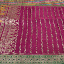 Load image into Gallery viewer, Sanskriti Vintage Purple Heavy Sarees Pure Satin Silk Woven Brocade Sari Fabric
