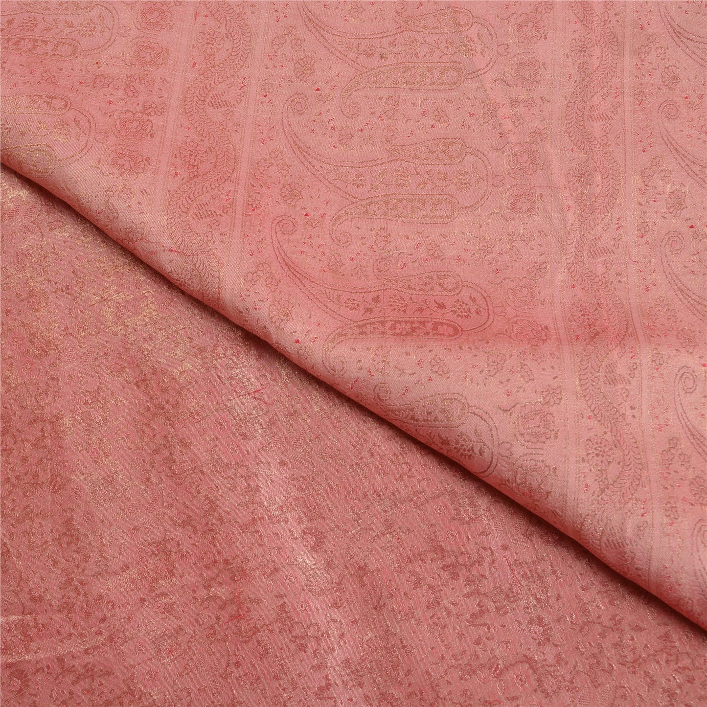 Sanskriti Vintage Red Heavy Sarees Pure Satin Silk Woven Brocade Sari Sustainable Fabric