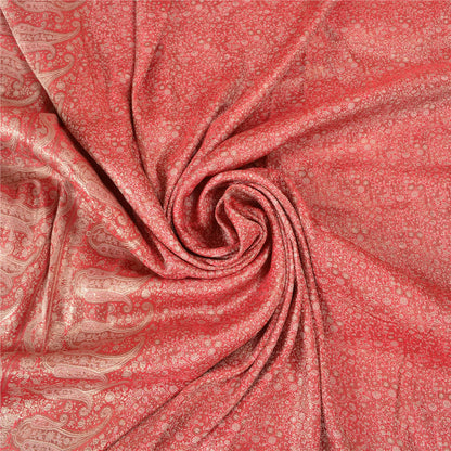 Sanskriti Vintage Red Heavy Sarees Pure Satin Silk Woven Brocade Sari Sustainable Fabric