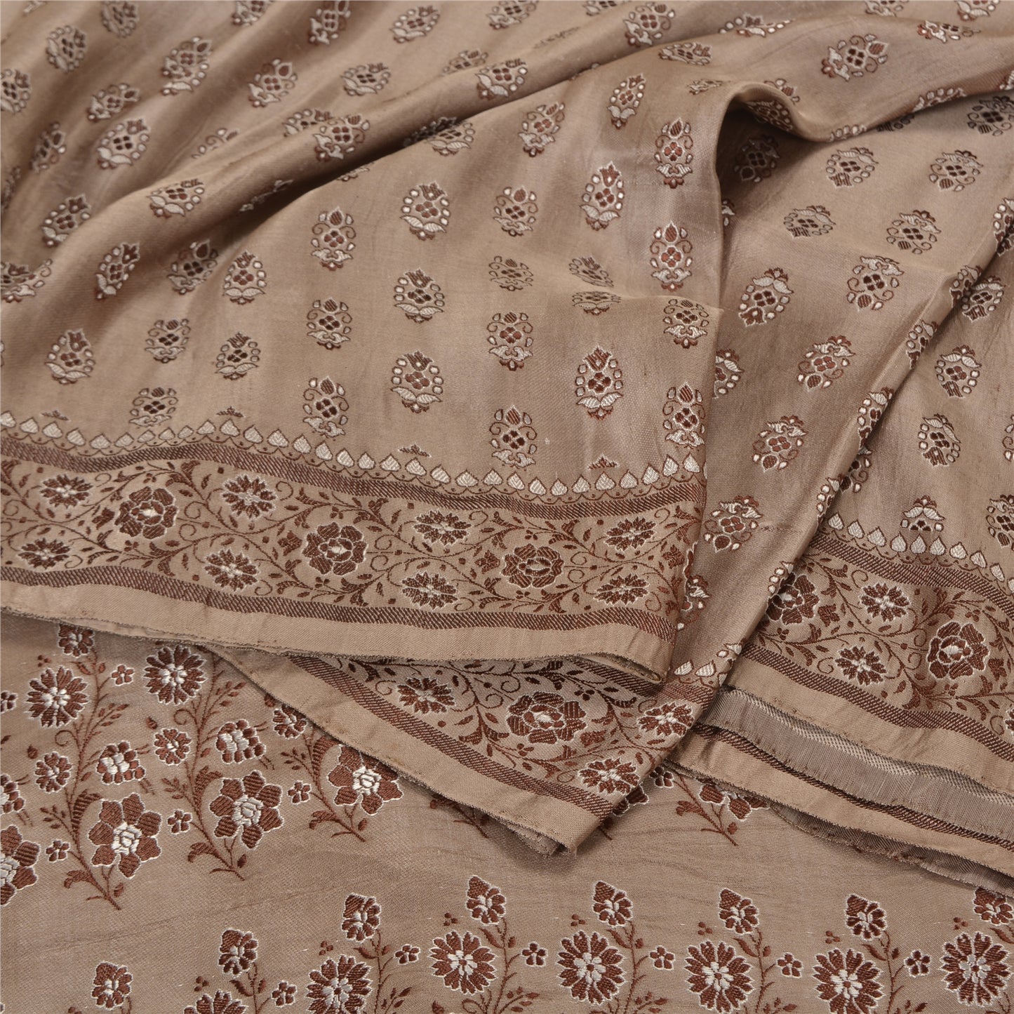 Sanskriti Vintage Pink Indian Heavy Sarees Pure Satin Silk Woven Sari Sustainable Fabric