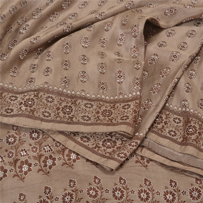 Sanskriti Vintage Pink Indian Heavy Sarees Pure Satin Silk Woven Sari Sustainable Fabric