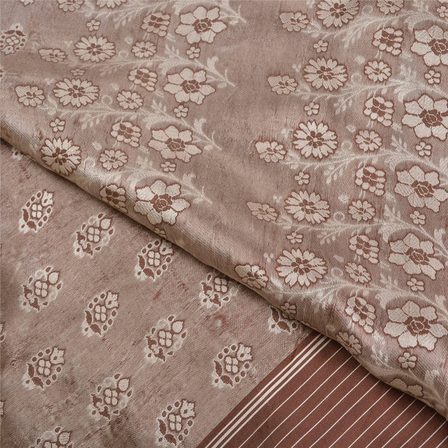 Sanskriti Vintage Pink Indian Heavy Sarees Pure Satin Silk Woven Sari Sustainable Fabric