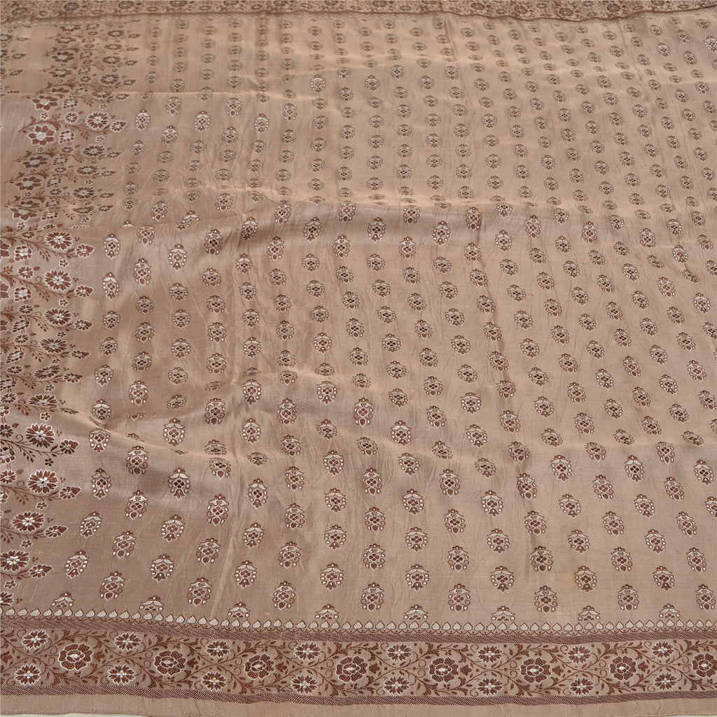 Sanskriti Vintage Pink Indian Heavy Sarees Pure Satin Silk Woven Sari Sustainable Fabric