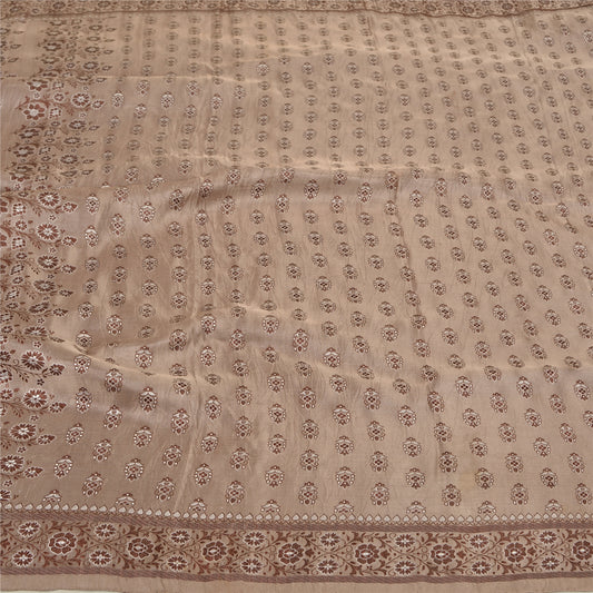 Sanskriti Vintage Pink Indian Heavy Sarees Pure Satin Silk Woven Sari Sustainable Fabric