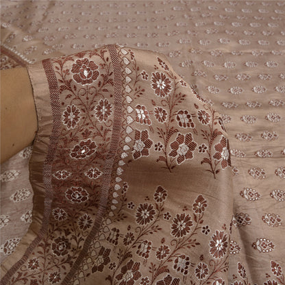 Sanskriti Vintage Pink Indian Heavy Sarees Pure Satin Silk Woven Sari Sustainable Fabric