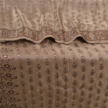 Sanskriti Vintage Pink Indian Heavy Sarees Pure Satin Silk Woven Sari Sustainable Fabric