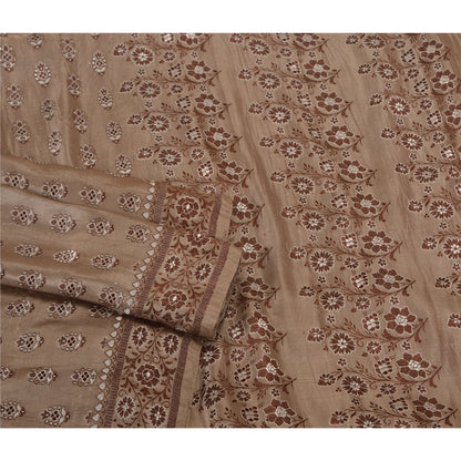 Sanskriti Vintage Pink Indian Heavy Sarees Pure Satin Silk Woven Sari Sustainable Fabric