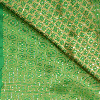 Sanskriti Vintage Green Heavy Indian Sarees Blend Silk Woven Sari 5 YD Sustainable Fabric