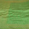 Sanskriti Vintage Green Heavy Indian Sarees Blend Silk Woven Sari 5 YD Sustainable Fabric
