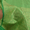 Sanskriti Vintage Green Heavy Indian Sarees Blend Silk Woven Sari 5 YD Sustainable Fabric