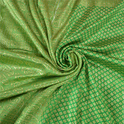 Sanskriti Vintage Green Heavy Indian Sarees Blend Silk Woven Sari 5 YD Sustainable Fabric