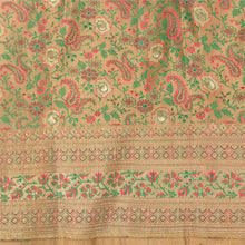 Load image into Gallery viewer, Sanskriti Vintage Golden Sarees Pure Satin Woven Brocade/Banarasi Sari Fabric
