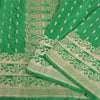 Sanskriti Vintage Green Heavy Sarees Pure Satin Silk Woven Brocade Sari Sustainable Fabric