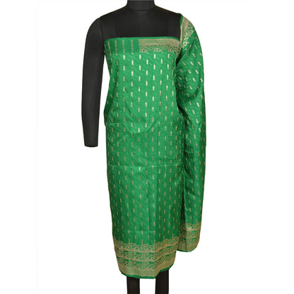 Sanskriti Vintage Green Heavy Sarees Pure Satin Silk Woven Brocade Sari Sustainable Fabric