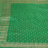 Sanskriti Vintage Green Heavy Sarees Pure Satin Silk Woven Brocade Sari Sustainable Fabric