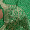 Sanskriti Vintage Green Heavy Sarees Pure Satin Silk Woven Brocade Sari Sustainable Fabric