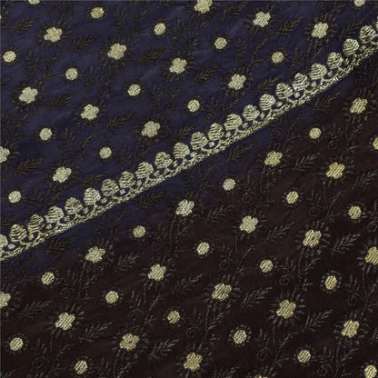 Санскритское винтажное фиолетовое/синее сари из чистого атласа и шелка, тканое сари Банараси, экологически чистая ткань