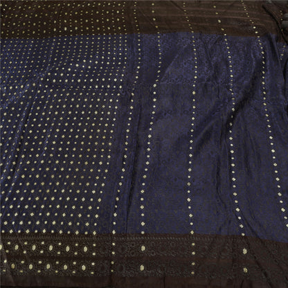 Санскритское винтажное фиолетовое/синее сари из чистого атласа и шелка, тканое сари Банараси, экологически чистая ткань