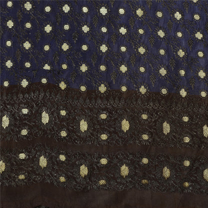 Санскритское винтажное фиолетовое/синее сари из чистого атласа и шелка, тканое сари Банараси, экологически чистая ткань