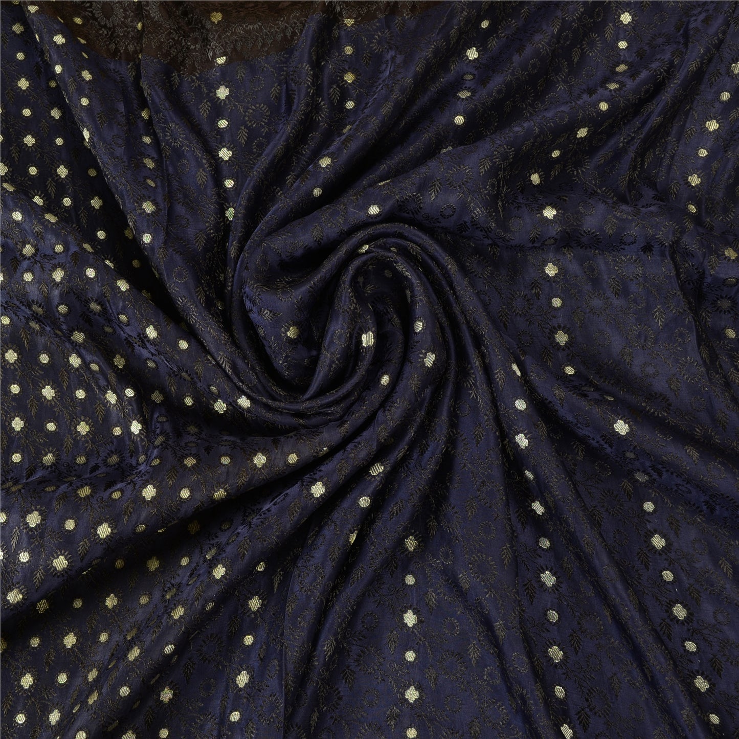 Санскритское винтажное фиолетовое/синее сари из чистого атласа и шелка, тканое сари Банараси, экологически чистая ткань