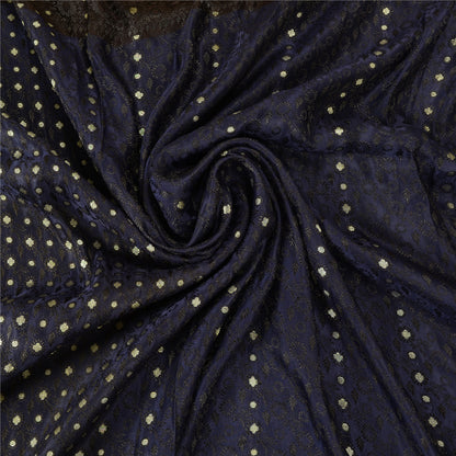 Санскритское винтажное фиолетовое/синее сари из чистого атласа и шелка, тканое сари Банараси, экологически чистая ткань