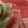 Sanskriti Vintage Red/Green Sarees Pure Satin Woven Brocade/Banarasi Sari Sustainable Fabric