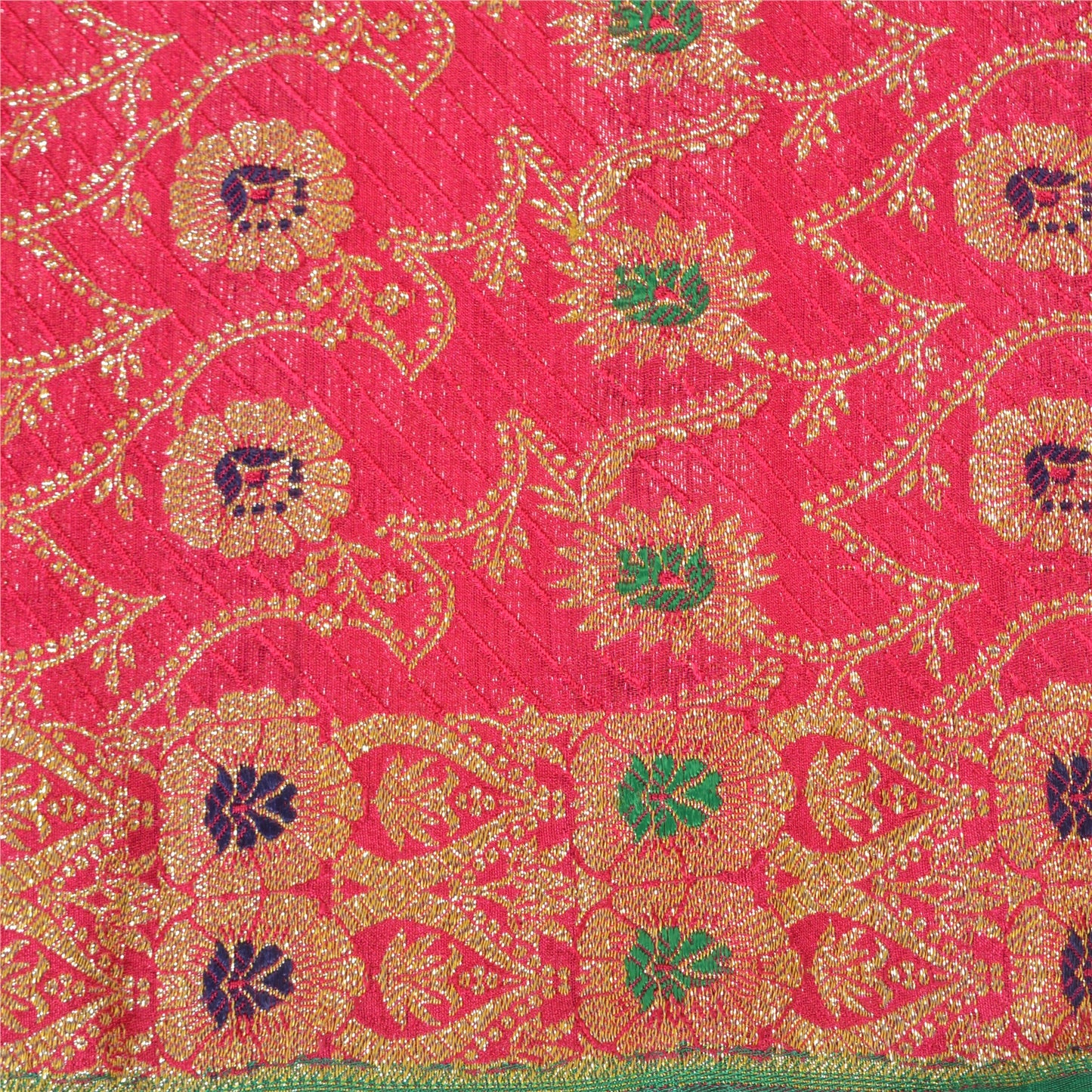 Sanskriti Vintage Hot Pink Sarees 100% Pure Silk Banarasi Brocade Hand Woven Premium Sari 5 YD Sustainable Fabric