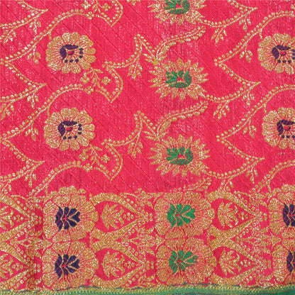 Sanskriti Vintage Hot Pink Sarees 100% Pure Silk Banarasi Brocade Hand Woven Premium Sari 5 YD Sustainable Fabric