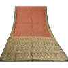 Sanskriti Vintage Black/Orange Sarees Pure Satin Silk Brocade Banarasi Woven Special Sari Sustainable Fabric