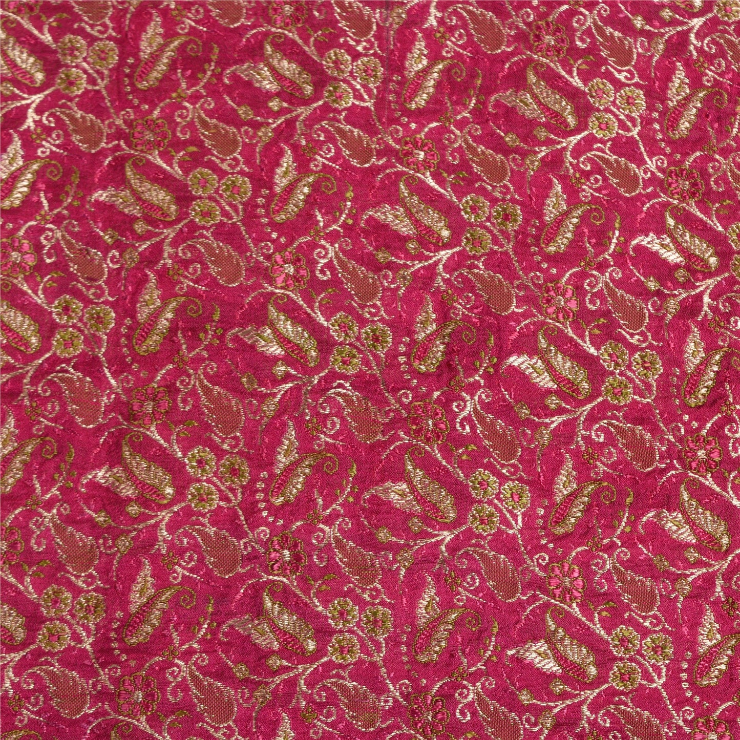 Sanskriti Vintage Pink/Green Sarees Pure Silk Woven Brocade/Banarasi Sari Sustainable Fabric