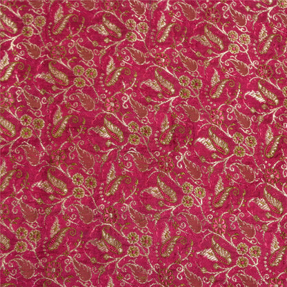 Sanskriti Vintage Pink/Green Sarees Pure Silk Woven Brocade/Banarasi Sari Sustainable Fabric