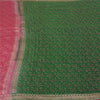 Sanskriti Vintage Pink/Green Sarees Pure Silk Woven Brocade/Banarasi Sari Sustainable Fabric