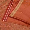 Sanskriti Vintage Copper/Red Sarees Pure Satin Silk Beaded Tanchoi Sari Sustainable Fabric