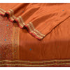 Sanskriti Vintage Copper/Red Sarees Pure Satin Silk Beaded Tanchoi Sari Sustainable Fabric
