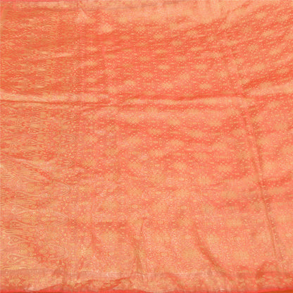 Sanskriti Vintage Peach Sarees Pure Satin Woven Brocade/Banarasi Sari Sustainable Fabric